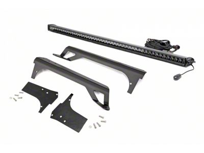 Rough Country 50-Inch Black Series Single Row Straight White DRL LED Light Bar with Upper Windshield Mounting Brackets (97-06 Jeep Wrangler TJ)