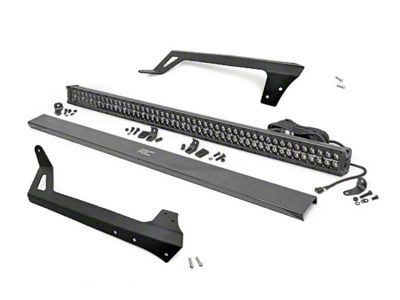Rough Country 50-Inch Straight Black Series Amber DRL LED Light Bar with Upper Windshield Mounting Brackets (07-18 Jeep Wrangler JK)