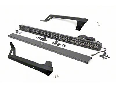 Rough Country Suspension 50-Inch Black Series Dual Row Straight White DRL LED Light Bar with Upper Windshield Mounting Brackets (07-18 Jeep Wrangler JK)