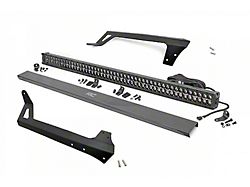 Rough Country Offroad 50-Inch Black Series Dual Row Straight White DRL LED Light Bar with Upper Windshield Mounting Brackets (07-18 Jeep Wrangler JK)