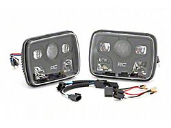 Rough Country Suspension 5x7-Inch LED Headlights; Black Housing; Clear Lens (87-95 Jeep Wrangler YJ)