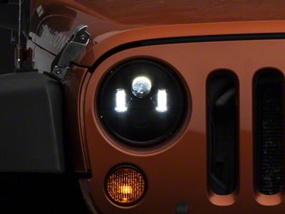Rough Country 7-Inch LED Projector Headlights; Black Housing; Clear Lens (97-18 Jeep Wrangler TJ & JK)