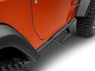 Rough Country Contoured Drop Side Step Bars; Black (07-18 Jeep Wrangler JK 2-Door)