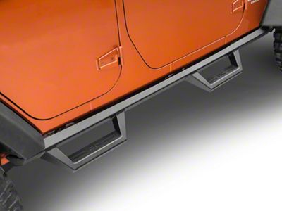 Rough Country Contoured Drop Side Step Bars; Black (07-18 Jeep Wrangler JK 4-Door)