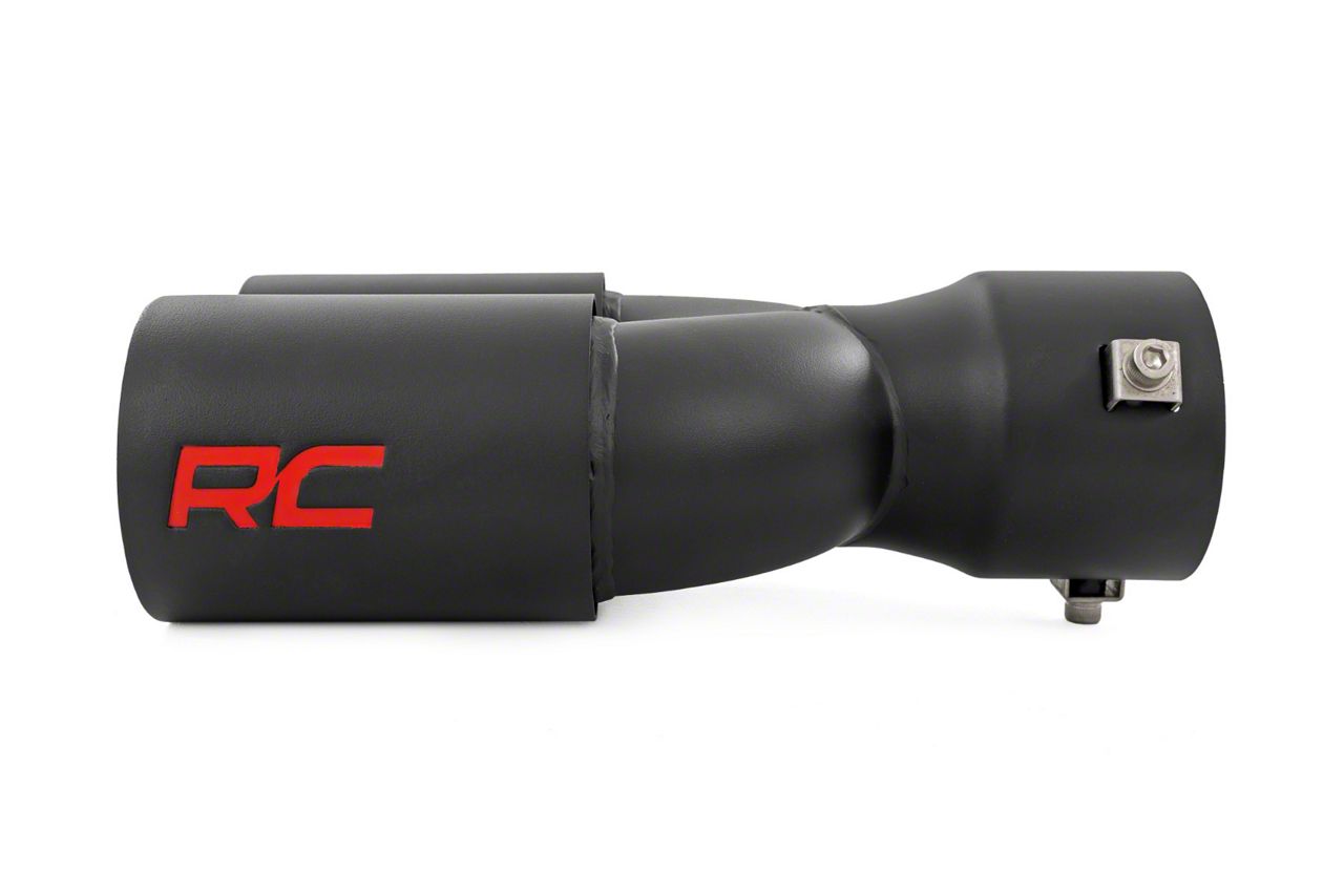 Rough Country Jeep Wrangler Exhaust Tip; 4.50Inch; Black with Red RC