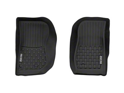 Rough Country Flex-Fit Front Floor Mats; Black (14-18 Jeep Wrangler JK 4-Door w/ Automatic Transmission)