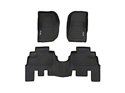 Rough Country Flex-Fit Front and Rear Floor Mats; Black (14-18 Jeep Wrangler JK 4-Door w/ Automatic Transmission)
