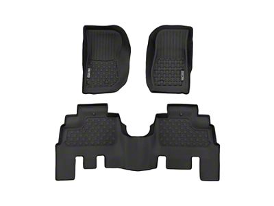 Rough Country Flex-Fit Front and Rear Floor Mats; Black (14-18 Jeep Wrangler JK 4-Door w/ Automatic Transmission)