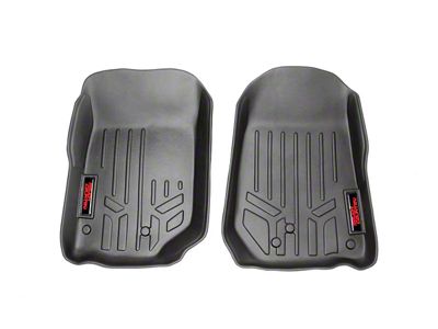 Rough Country Heavy Duty Front Floor Mats; Black (14-18 Jeep Wrangler JK 4-Door)