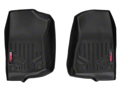 Rough Country Heavy Duty Front Floor Mats; Black (18-25 Jeep Wrangler JL 4-Door, Excluding 4xe)
