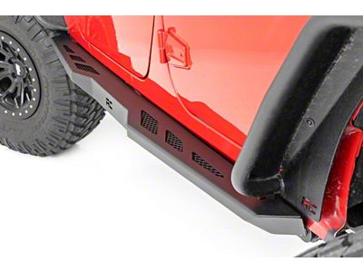 Rough Country Heavy Duty Rock Sliders; Flat Black (07-18 Jeep Wrangler JK 4-Door)