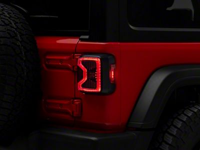 Rough Country LED Tail Lights; Black Housing; Clear Lens (18-25 Jeep Wrangler JL w/ Factory Halogen Tail Lights)