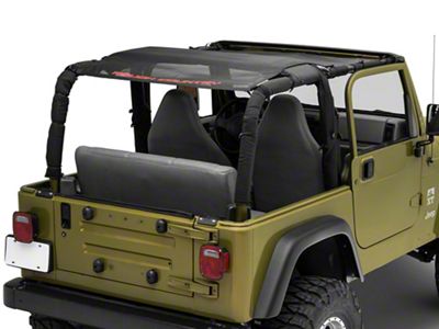 Rough Country Mesh Bikini Top Plus; Black (92-06 Jeep Wrangler YJ & TJ)