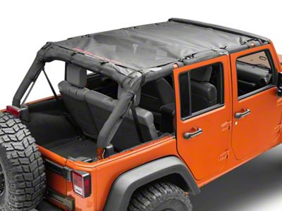 Rough Country Mesh Bikini Top Plus; Black (07-18 Jeep Wrangler JK 4-Door)