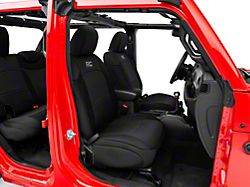 Rough Country Neoprene Front and Rear Seat Covers; Black (18-24 Jeep Wrangler JL 4-Door w/o Fold Down Armrest)