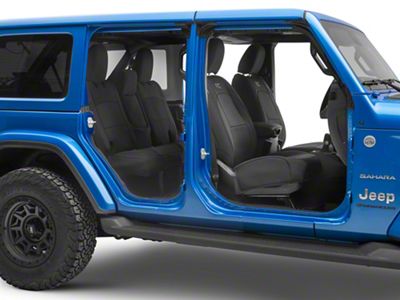 Rough Country Neoprene Front and Rear Seat Covers; Black (18-25 Jeep Wrangler JL 4-Door w/ Fold Down Armrest)
