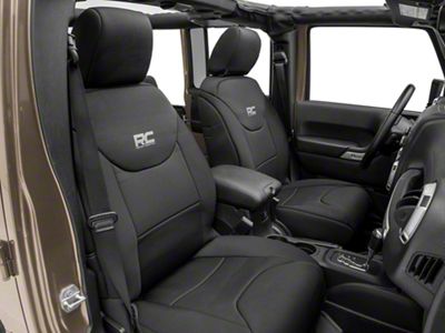 Rough Country Neoprene Front Seat Covers; Black (13-18 Jeep Wrangler JK 4-Door)