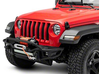 Rough Country Tubular Winch Front Bumper; Satin Black (18-25 Jeep Wrangler JL)