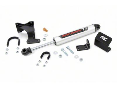 Rough Country Suspension V2 Steering Stabilizer Axle Bracket Kit for 2+ Inch Lift (07-18 Jeep Wrangler JK)