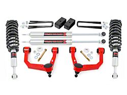Rough Country Suspension 3.50-Inch Bolt-On Suspension Lift Kit with M1 Monotube Struts and Shocks; Red (05-23 4WD Tacoma)