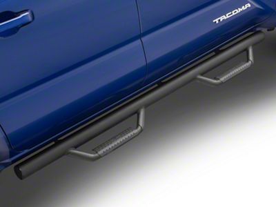 Rough Country Cab Length Nerf Side Step Bars; Black (24-25 Tacoma Double Cab)