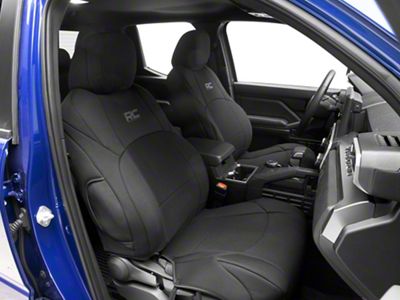 Rough Country Neoprene Front and Rear Seat Covers; Black (24-25 Tacoma Double Cab w/o Rear Folding Armrest)