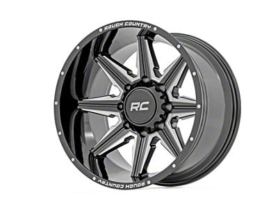 Rough Country 91 Series Gloss Black Milled 6-Lug Wheel; 22x12; -44mm Offset (17-24 Titan)