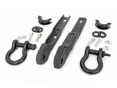 Rough Country Tow Hook Mounting Brackets with D-Ring Shackles and Rubber Isolators (17-24 Titan)
