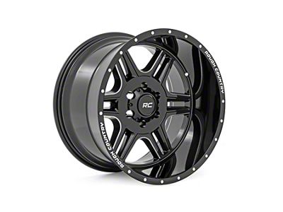Rough Country 92 Series Gloss Black Machined 6-Lug Wheel; 20x12; -44mm Offset (16-24 Titan XD)