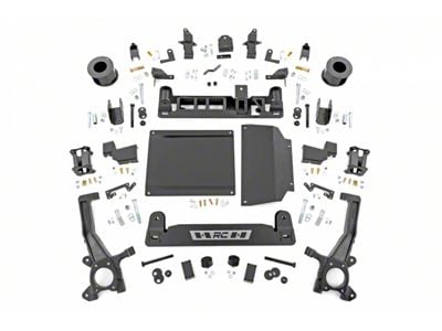Rough Country 6-Inch Suspension Lift Kit with Strut Spacers and Shock Relocation Brackets (22-25 4WD Tundra w/ Auto Adjustable Headlights & w/o Air Ride, Excluding TRD Pro)