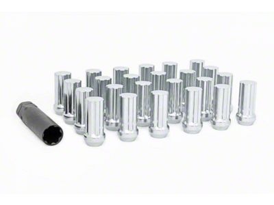 Rough Country Chrome Bulge Acorn Style Lug Nut Kit; M14 x 1.5; Set of 24 (22-25 Tundra)