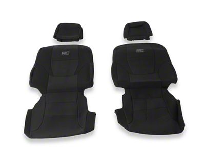 Rough Country Neoprene Front and Rear Seat Covers; Black (22-25 Tundra CrewMax w/ Factory Rear Cupholder)