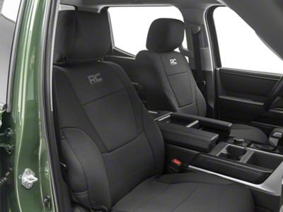Rough Country Neoprene Front and Rear Seat Covers; Black (22-25 Tundra CrewMax w/o Factory Rear Cupholder)