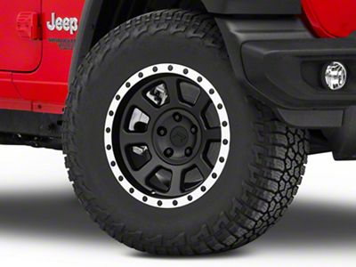 Rovos Wheels Kalahari Matte Black with Machined Lip Wheel; 17x9; -6mm Offset (18-25 Jeep Wrangler JL)