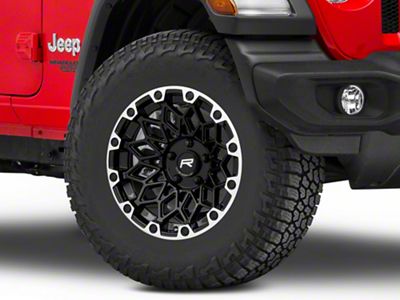 Rovos Wheels Guban Gloss Black Machined Wheel; 17x9; -6mm Offset (18-25 Jeep Wrangler JL)