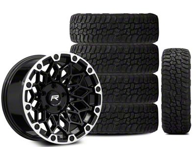 Rovos Wheels 17x9 Rovos Wheels Guban & 33in Milestar All-Terrain Patagonia AT/R Tire Package; Set of 5 (18-26 Jeep Wrangler JL)