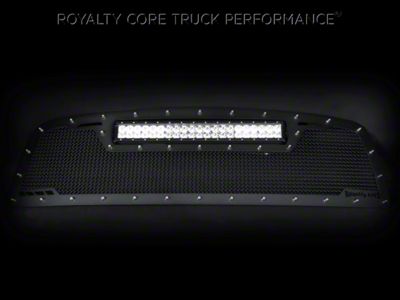 Royalty Core RCRX LED Race Line Upper Grille Insert with Top Mount LED Light Bar; Satin Black (17-19 Titan)