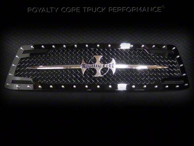 Royalty Core RC2 Twin Mesh Upper Grille Insert with Chrome Sword Assembly; Gloss Black (10-13 Tundra)