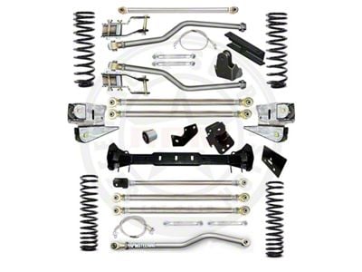 RPM Steering 4.50-Inch Ultimate Aluminum Long Arm Suspension Lift Kit with Rubicon Ultimate Aluminum Sway Bar Links and FOX 2.0 IFP Performance Shocks (20-25 3.0L EcoDiesel Jeep Gladiator JT w/ Stock Axles)
