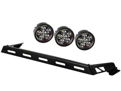 Rugged Ridge 3.50-Inch Round LED Lights with Hood Mounted Light Bar (07-18 Jeep Wrangler JK)