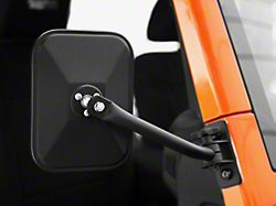 Rugged Ridge Quick Release Rectangular Mirror; Textured Black (97-18 Jeep Wrangler TJ & JK)