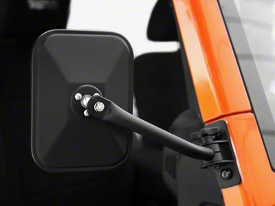 Rugged Ridge Quick Release Rectangular Mirror; Textured Black (97-18 Jeep Wrangler TJ & JK)