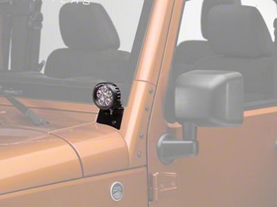 Rugged Ridge 3.50-Inch Round LED Lights with Windshield Mounting Brackets (07-18 Jeep Wrangler JK)