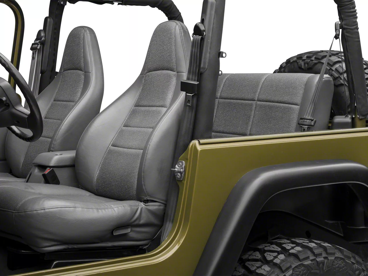 3 Point Tri Lock Seat Belt Driver Side Black 97 02 Jeep Wrangler TJ