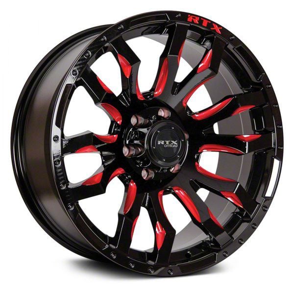 RTX Offroad Wheels Toyota 4-Runner Patton Gloss Black Red Milling 6-Lug ...