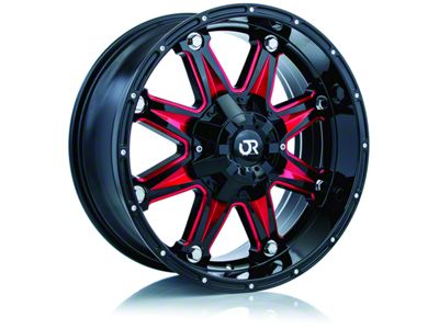 RTX Offroad Wheels Spine Black with Milled Red Spokes 6-Lug Wheel; 18x9; 10mm Offset (16-23 Tacoma)