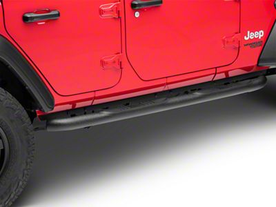 Rugged Ridge 3-Inch Round Side Step Bars; Black (18-25 Jeep Wrangler JL 4-Door)