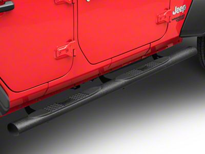 Rugged Ridge 4-Inch Oval Side Step Bars; Black (18-25 Jeep Wrangler JL 4-Door)