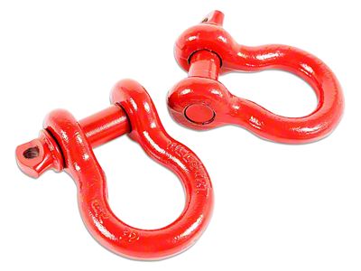 Rugged Ridge 7/8-Inch D-Ring Shackles; Red