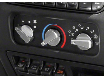 Rugged Ridge Billet Aluminum Climate Control Knobs; Blue Indicators (99-06 Jeep Wrangler TJ)
